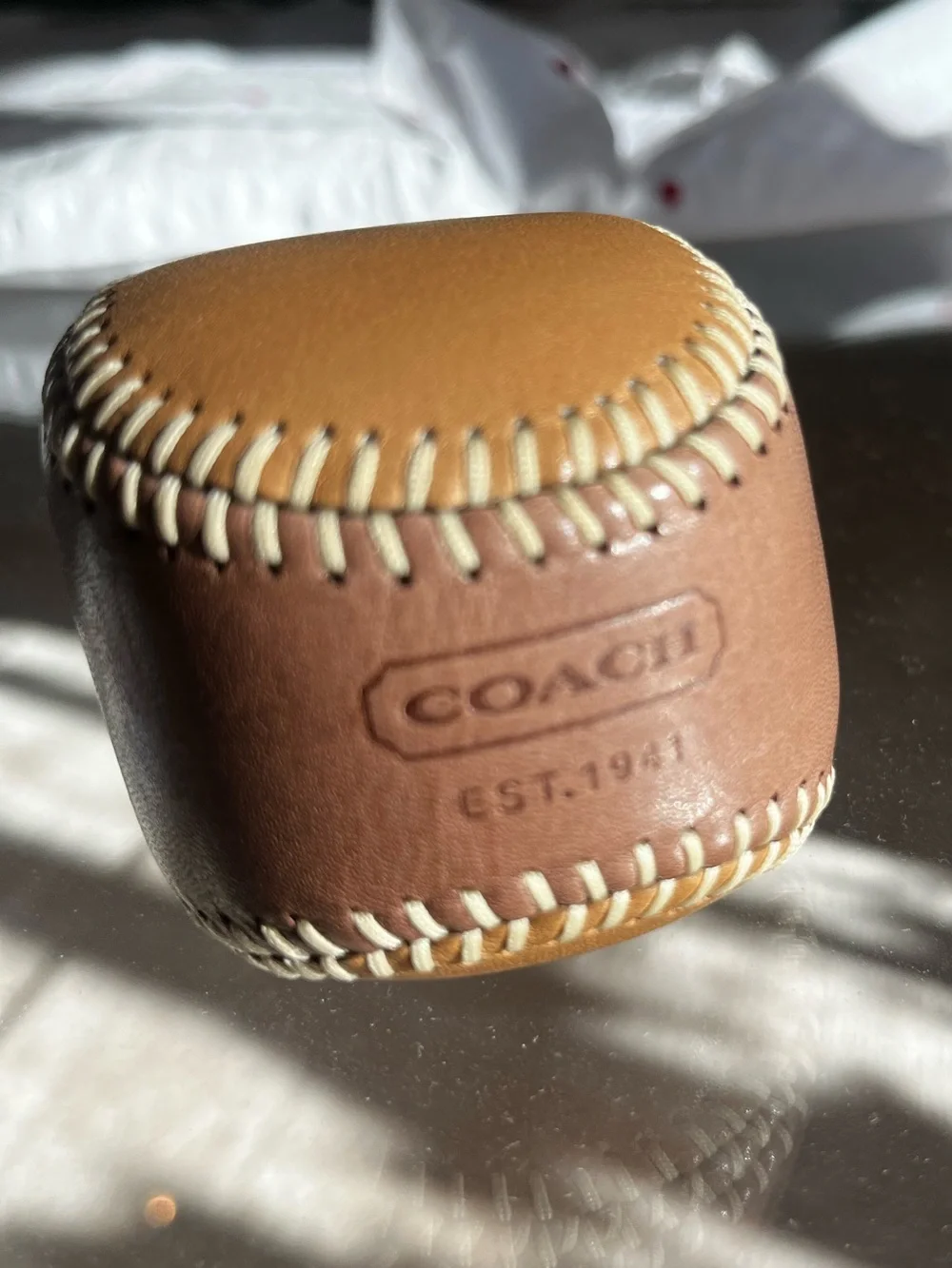 COACH Leather Baseball PAPERWEIGHT